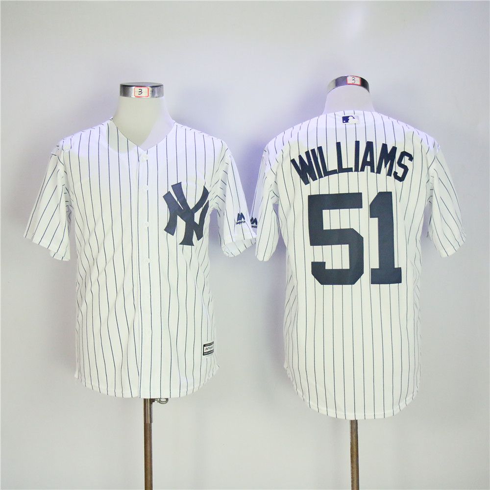 Men New York Yankees 51 Williams White MLB Jerseys